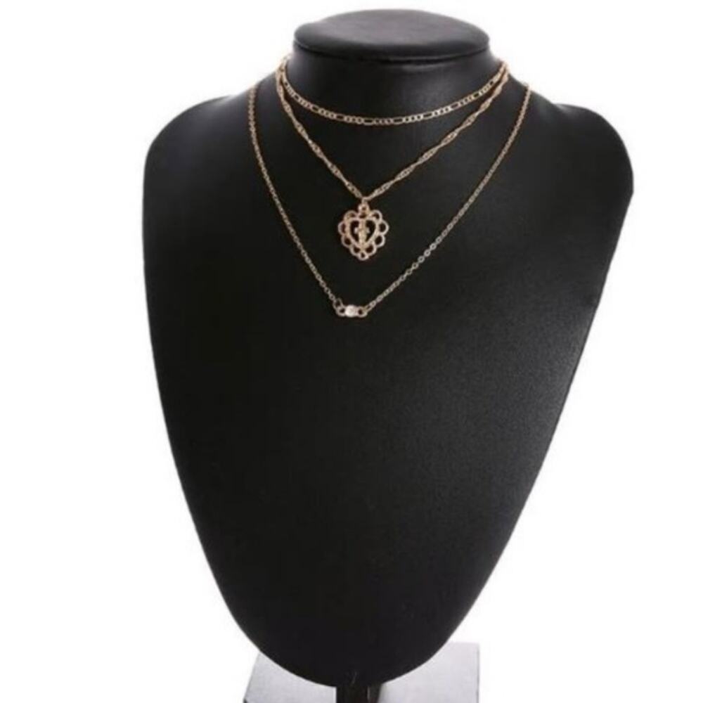 Boho Layered Cross Torque Chain Choker - Picture 2 of 4